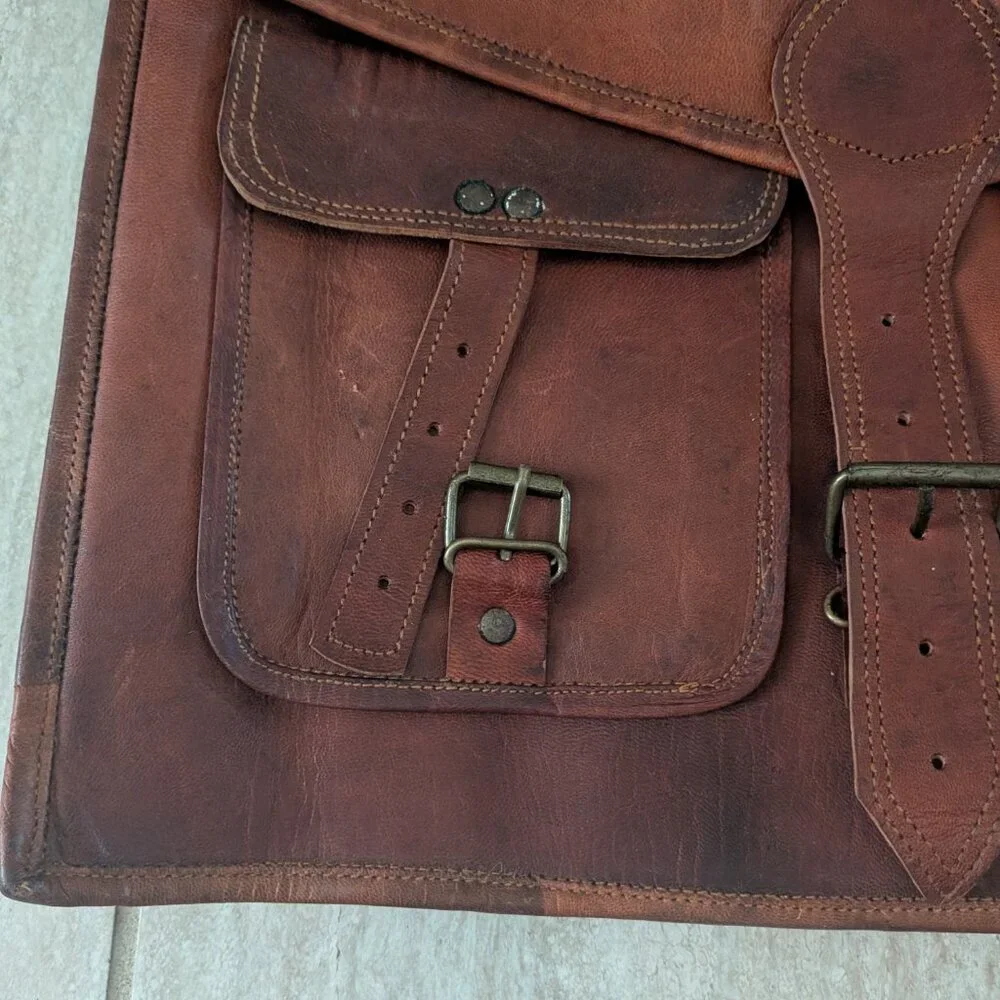 Leather Brown Messenger Bag Men's Laptop satchel Briefcase handmade